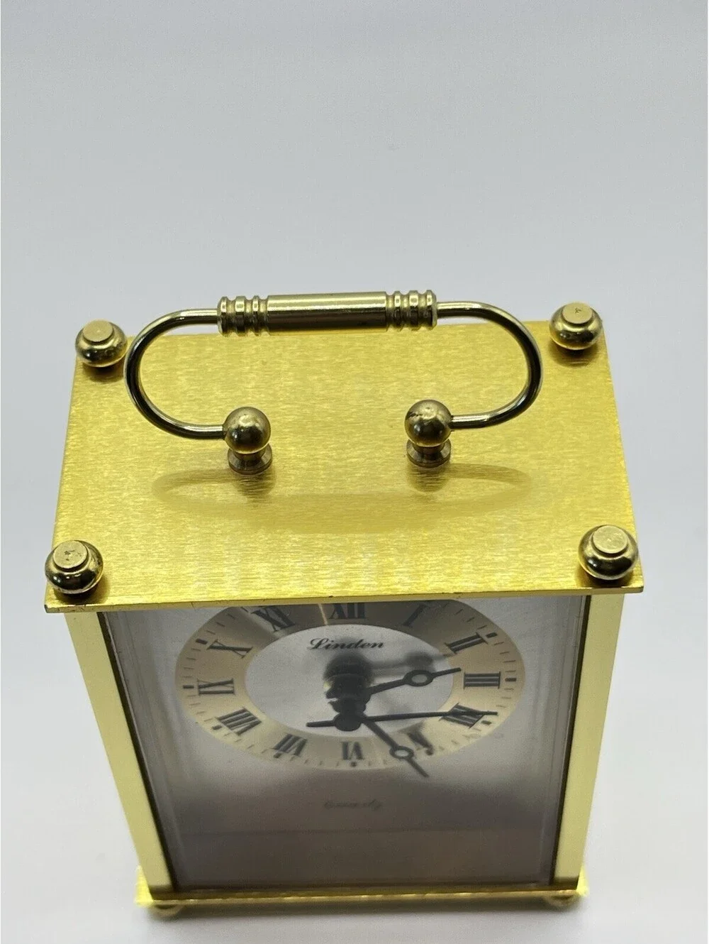 Linden Vintage Gold tone Quartz Small mantle Alarm Clock works 3109.2